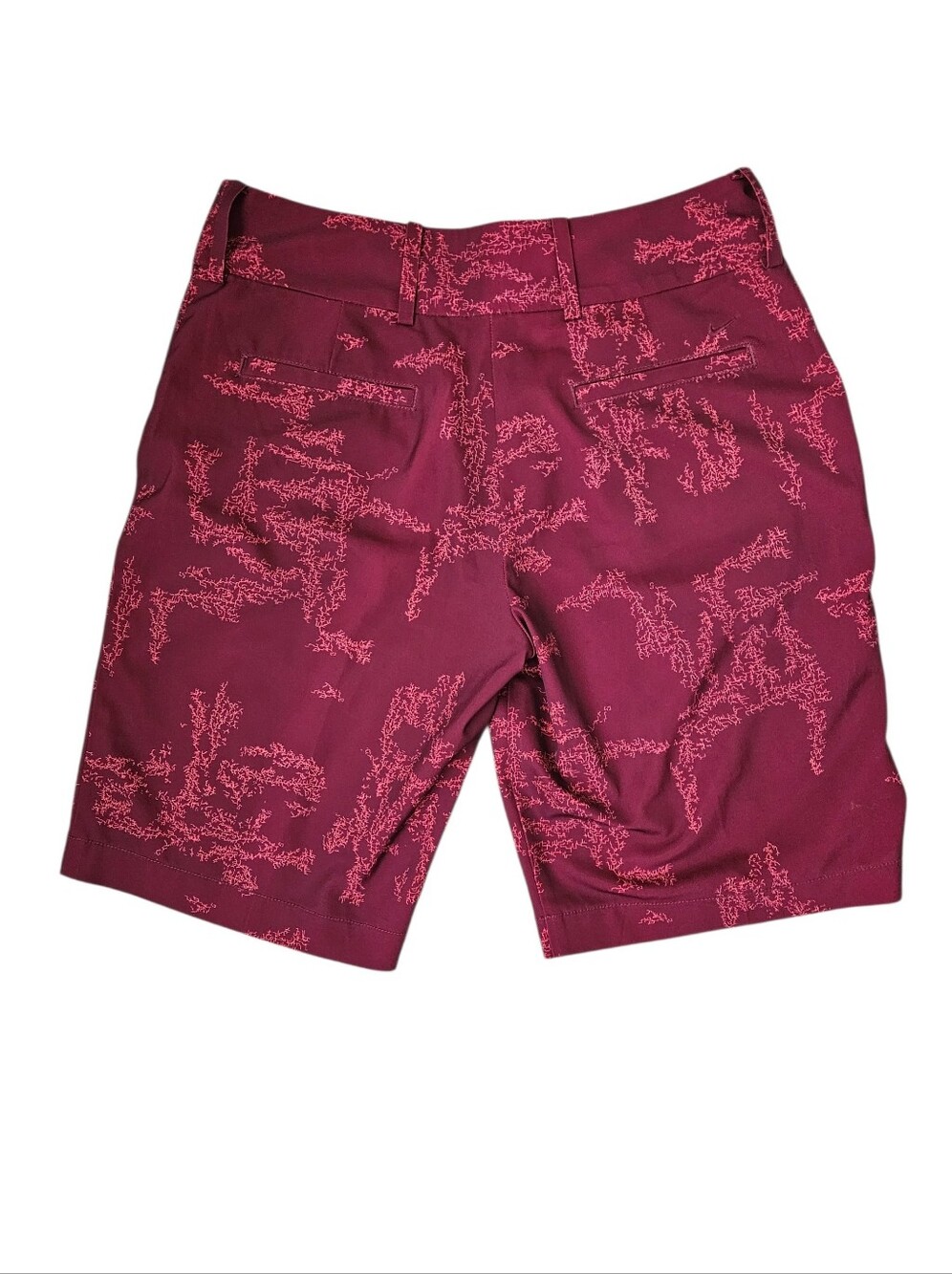 NIKE Flex Hybrid Golf Dri-Fit Coral Pattern Burgundy Bermuda Shorts | SZ 6